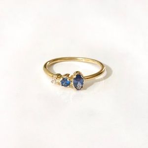 dainty blue cz cluster gold plated stacking ring 7